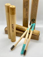 Load image into Gallery viewer, Cerulean Blue Eco Garden Bamboo Travel Toothbrush 
