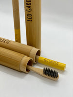 Load image into Gallery viewer, Saffron Yellow Eco Garden Bamboo Travel Toothbrush 

