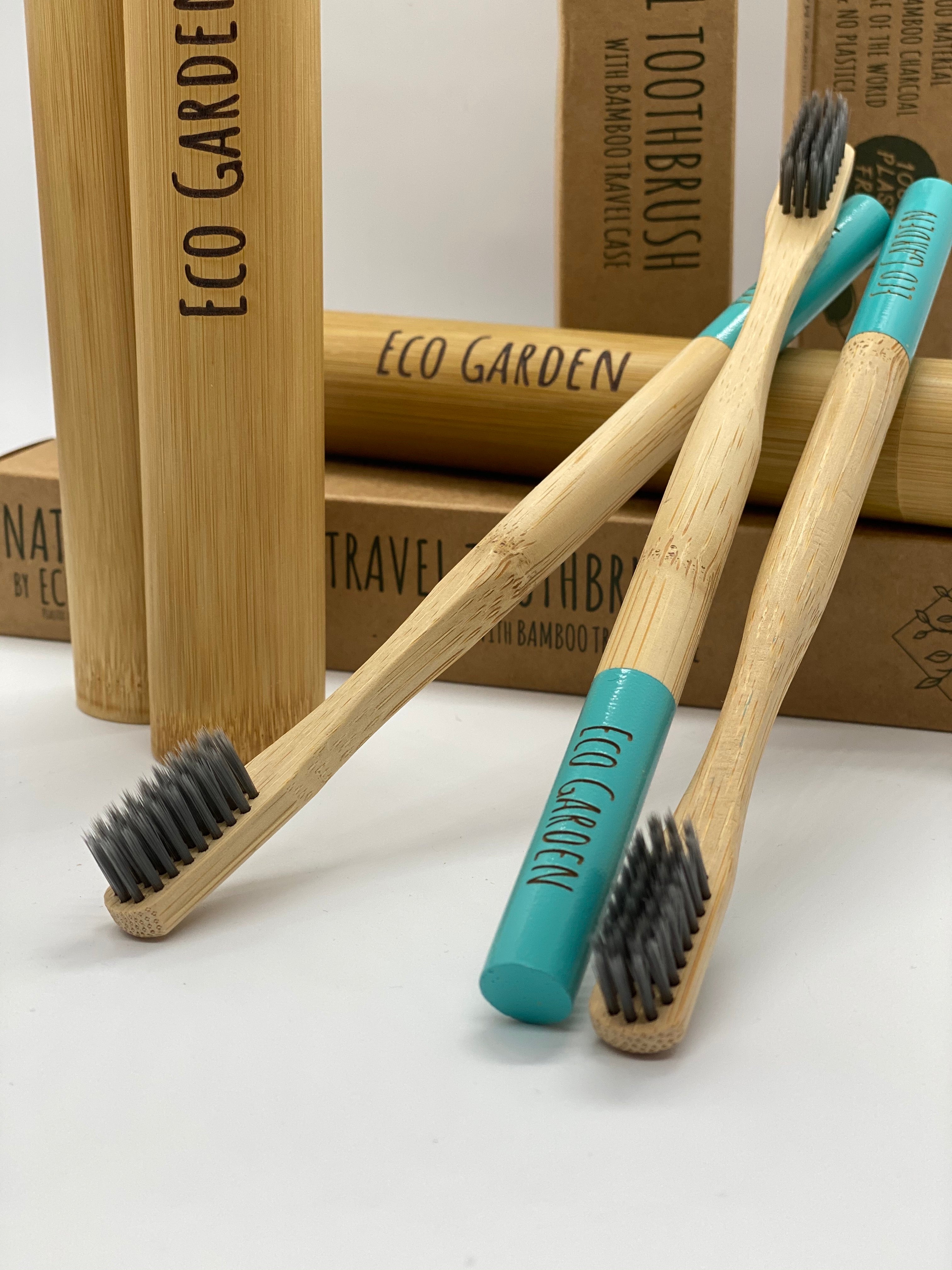 Cerulean Blue Eco Garden Bamboo Travel Toothbrush 
