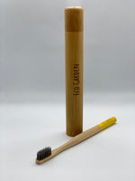Load image into Gallery viewer, Saffron Yellow Eco Garden Bamboo Travel Toothbrush 
